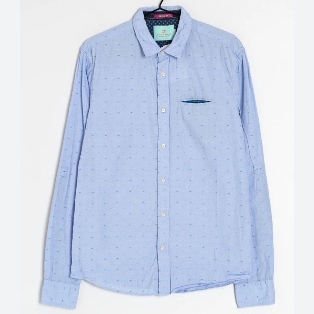 Scotch & Soda Men's Blue long sleeve button down shirt juiced up size XL regular